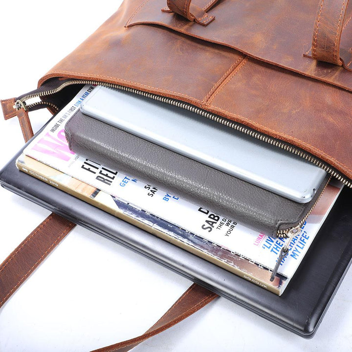 Coffee | Minimal Leather Tote