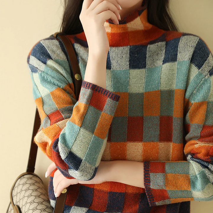 Carrie Couture Patchwork Roll Neck Sweater