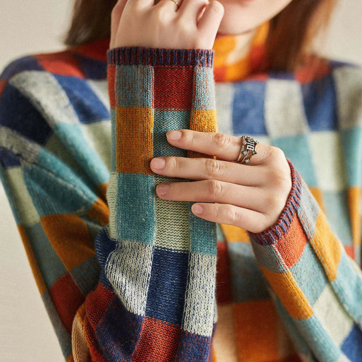Carrie Couture Patchwork Roll Neck Sweater
