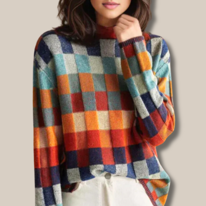 Carrie Couture Patchwork Roll Neck Sweater